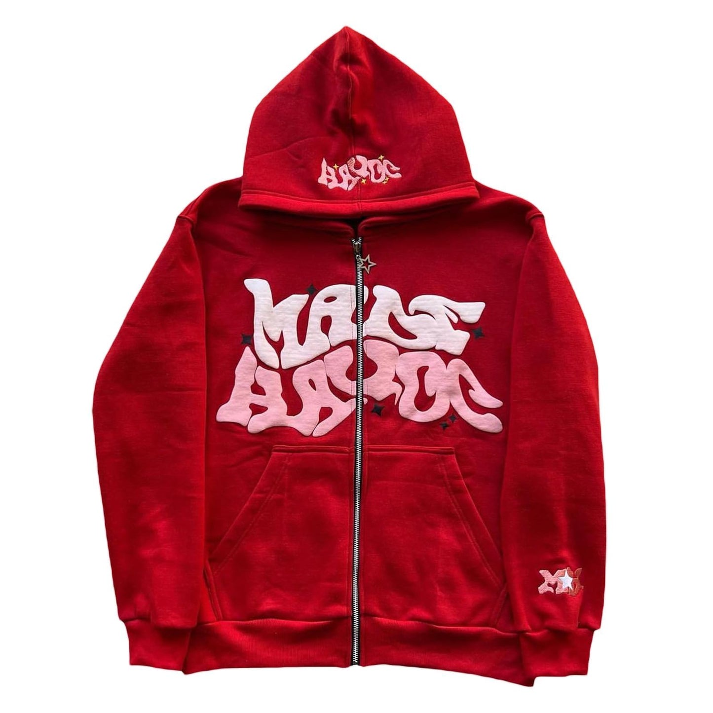 Y2k Hoodie Puff Print Hoodie Grunge Graphic Zip Up