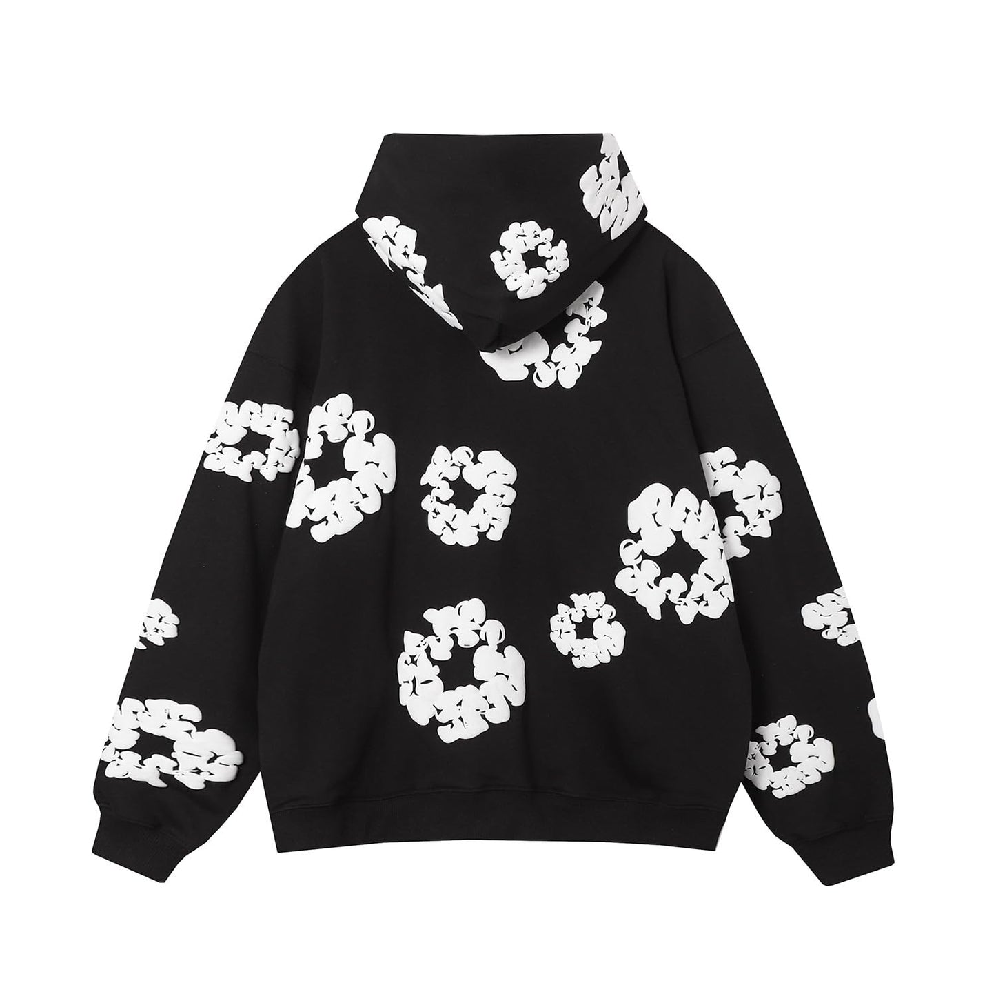 Flowers Printed Hoodie Women Men Casual Loose Sweatshirt Vintage Grunge Streetwear