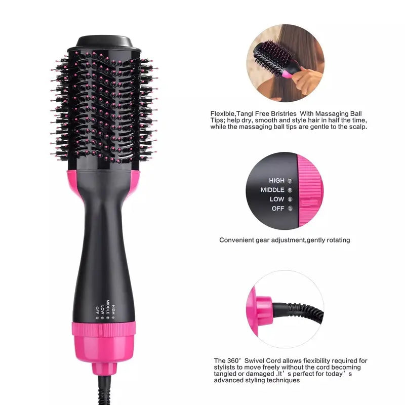 Hair Dryer Hair Curler 2 in 1 Hot Air Brush Rotating Comb Comfort Fluffy Curler